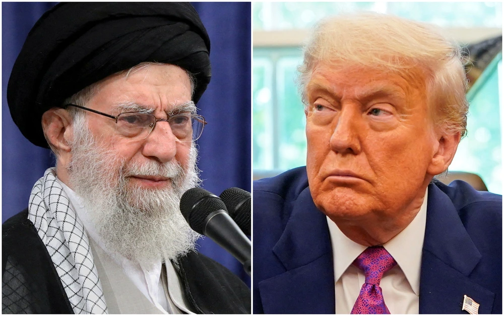 Líder supremo do Irã, Ali Khamenei, e o presidente dos EUA, Donald Trump